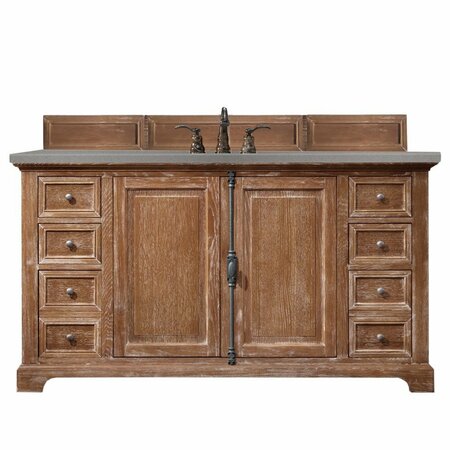 JAMES MARTIN VANITIES Providence 60in Single Vanity, Driftwood w/ 3 CM Grey Expo Quartz Top 238-105-5311-3GEX